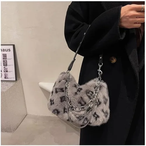 Vista 3 de Bolso cruzado de hombro con estampado de leopardo 2022 con cadena de moda con un solo hombro para axila, bolso Y2K