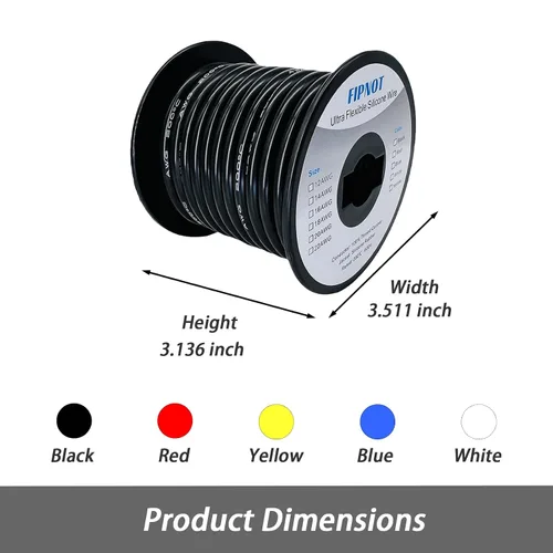 Vista 7 de Cable de 8 AWG Alambre Calibre 8 de Silicona - Carrete Negro de 25 pies, Alambre de Cobre Estañado Trenzado Extra Flexible 8AWG para Soldadura 200℃