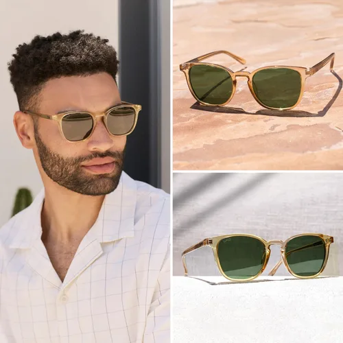 Vista 7 de WearMe Pro Gafas de sol rectangulares retro polarizadas para hombre