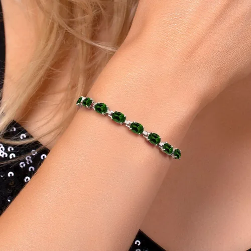 Vista 88 de Gem Stone King Pulsera de plata de ley 925 con piedra natal ovalada de 0.276 x 0.197 in para mujer, totalmente ajustable hasta 9 pulgadas