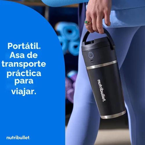 Vista 6 de nutribullet Batidora portátil abatible con vaso aislante, inalámbrico, negro, NBPB50350AK