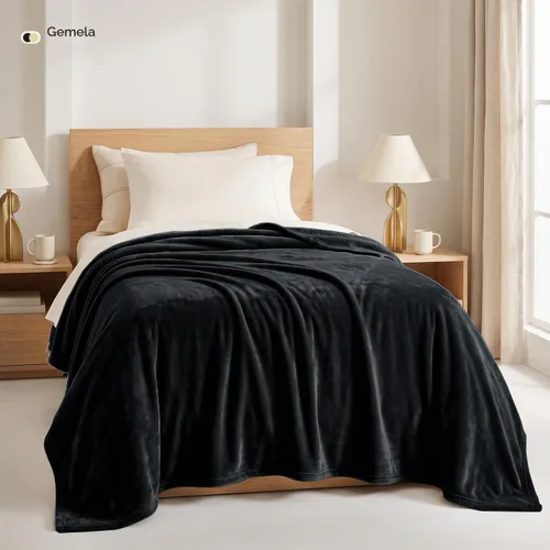Vista 9 de Utopia Bedding Manta de forro polar negro, tamaño individual, ligera, mullida, suave, antiestática de microfibra (60 x 80 pulgadas)