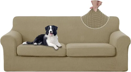 Vista 15 de U-NICE HOME Funda elástica para sofá de 3 piezas, funda de sofá lavable con cojín de asiento individual para sofá de 2 cojines, apta para mascotas