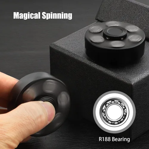 Vista 4 de Juguete Fidget Spinner para Adultos y Niños, Spinner de Mano y Dedo de Aleación Negra Genial, Alivio del Estrés Anti Ansiedad Fidget Cube Fidget