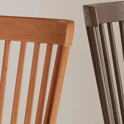 Vista 6 de JKGHK - Sillas de comedor de madera, sillas de cocina sin brazos, silla lateral de sala de estar con respaldo hueco a rayas, silla de comedor