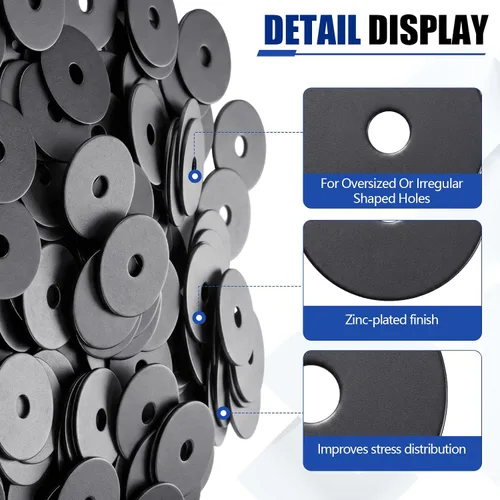 Vista 3 de Yaocom 200 Pieces 1/4" x 1-1/4" Zinc Fender Washers Thickness 1mm Fender Washers for Wood and Wet Environment