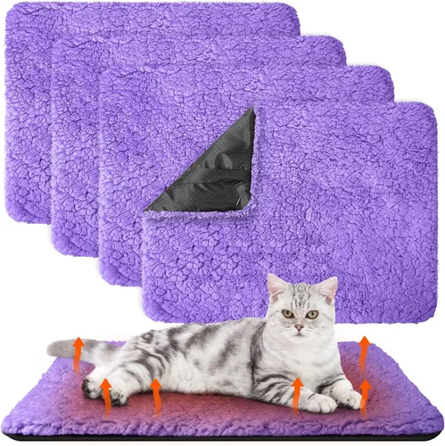 Vista 10 de Drydiet Paquete de 4 Almohadillas Autocalentadoras para Gatos Alfombrilla Térmica Lavable para Perros Sin Hogar Almohadillas Térmicas para Perreras