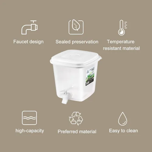 Vista 6 de Dispensador de bebidas de plástico de gran capacidad, dispensador de bebidas de 3,5 L, dispensador duradero, refrigerador, cubo de bebidas, uso