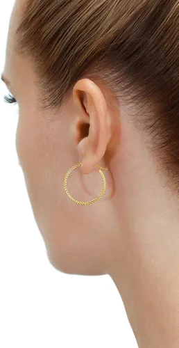 Vista 3 de Pendientes de aro de tubo cuadrado trenzado de oro amarillo de 14 k