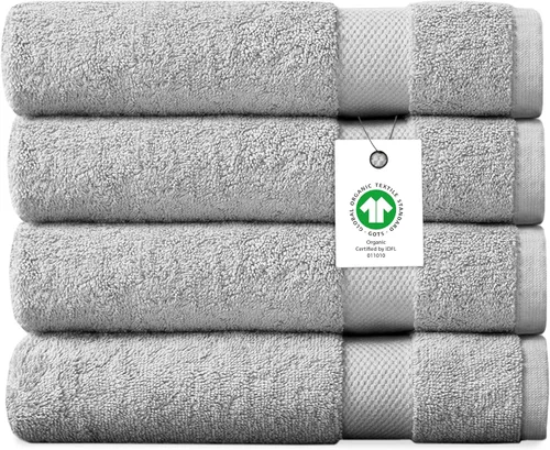 Vista 10 de Toalla de baño de felpa de algodón orgánico de lujo Certificado GOTS y OEKO-TEX Toallas de calidad hotelera premium Tecnología Feather Touch