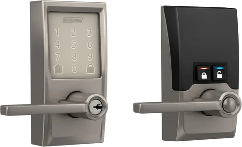 Vista 19 de Schlage Encode Smart WiFi Lock, manija de palanca, borde Camelot, bronce