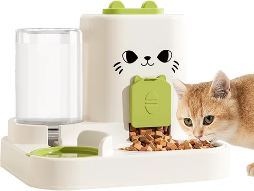 Vista 9 de Alimentador automático para mascotas de 1.6 L y dispensador de agua de 0.6 L, dispensador automático de alimentos y agua para gatos, alimentador por