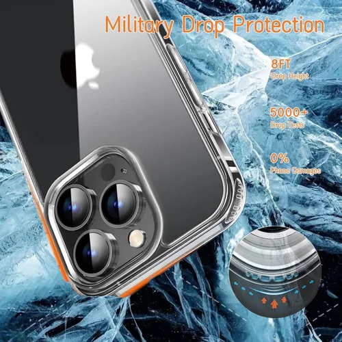 Vista 4 de Funda transparente para iPhone 13 Pro Max, funda cruzada para teléfono con correa ajustable de nailon para el cuello, funda suave de policarbonato