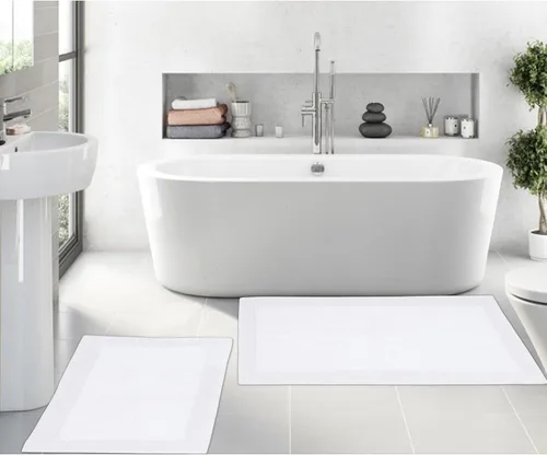 Vista 35 de Home Weavers Luxury Collection 100% Cotton Reversible Bathroom Rugs Set, Washable Rug, Soft Cotton Extra Soft and Absorbent Bath Rug, Kitchen Mat, 2