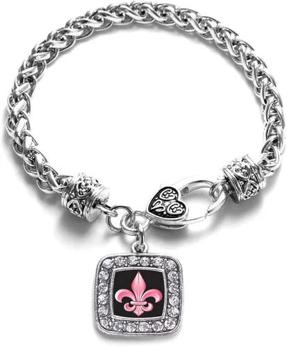 Vista 202 de Pulsera de dijes cuadrados de plata con joyería de circonita cúbica
