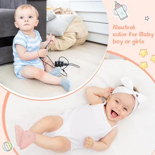 Vista 2 de Unittype 20 pares de calcetines antideslizantes para bebés de 0 a 12 meses para recién nacidos, calcetines antideslizantes para niños y niñas