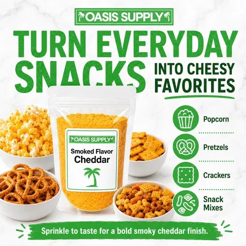 Vista 4 de Oasis Supply Queso cheddar ahumado en polvo, condimento de queso ahumado salado para palomitas de maíz, pretzels, papas, papas, papas, pasta