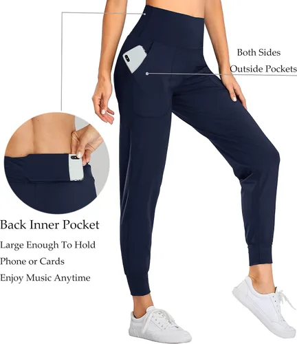Vista 47 de Oalka - Pantalones deportivos para mujer, con cintura alta y bolsillos, para hacer deporte, yoga y entrenar