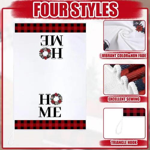 Vista 5 de Bencailor Juego de 4 toallas de cocina navideñas decorativas para platos de té, toallas de mano para baño de Navidad, 15.75 x 23.62 pulgadas