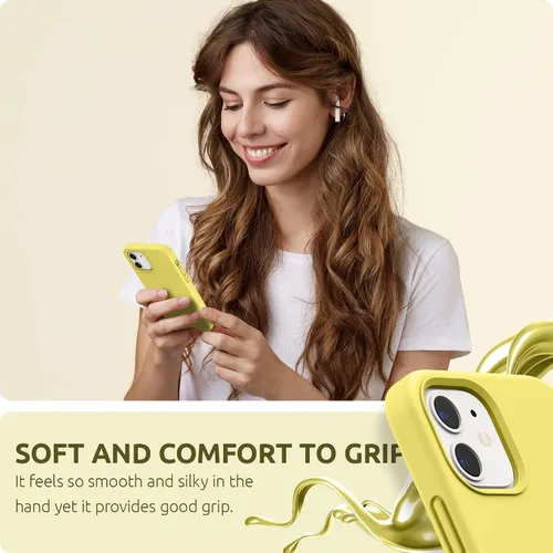 Vista 6 de SURPHY Diseñada para iPhone 12 y iPhone 12 Pro de 6.1 pulgadas, funda gruesa de silicona líquida (con forro de microfibra) para iPhone 12 y 12 Pro