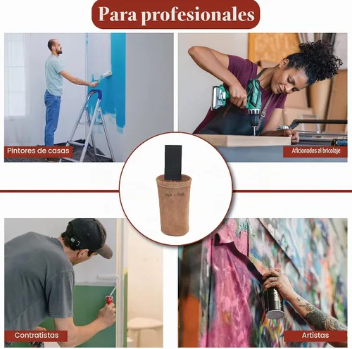 Vista 7 de Style n Craft Soporte para latas de pintura en aerosol, soporte para latas de pintura en aerosol de cuero de gamuza resistente, color marrón oscuro