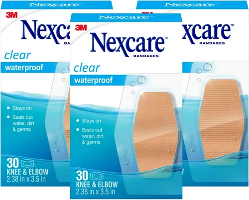 Vista 11 de Nexcare Vendas transparentes impermeables para rodilla y codo, se mantienen en la piel en el baño, ducha o piscina, 2.38 x 3.5 pulgadas, 30