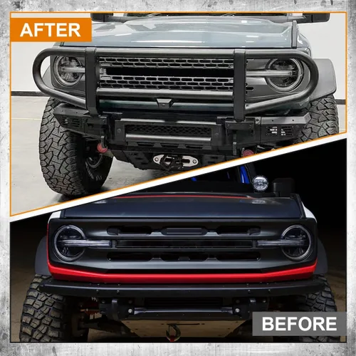 Vista 3 de Protección de rejilla para parachoques delantero ROXX para Ford Bronco 2021-2025 con parachoques delantero modular de fábrica,
