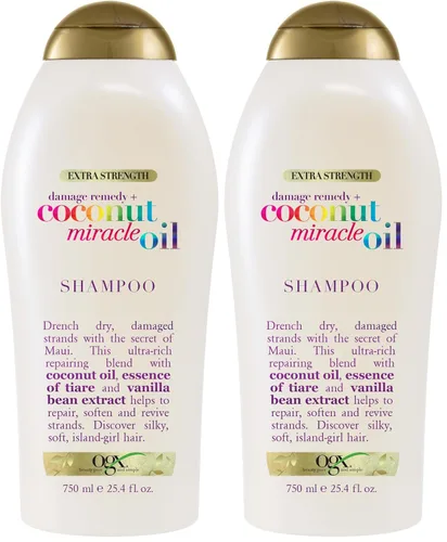 Vista 10 de Ogx Champú de aceite de coco Miracle + remedio para el daño extra fuerte, 13 oz