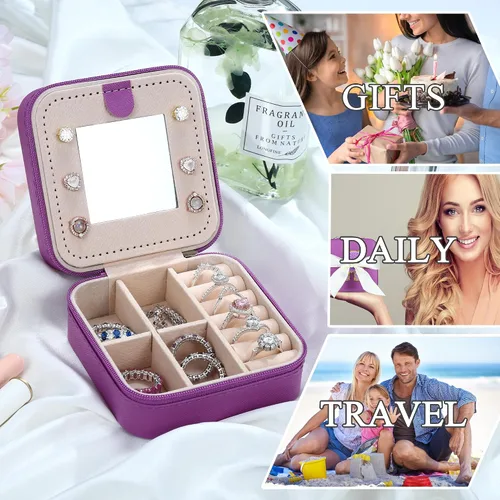 Vista 6 de Parima Joyero de viaje para niñas y mujeres, caja organizadora de joyas, cajas de joyería personalizadas para mujeres y niñas, caja organizadora