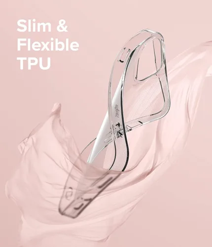 Vista 3 de Ringke Compatible con iPhone 13, Air Soft Transparente TPU a prueba de golpes, flexible, ligera, delgada funda para teléfono - Transparente