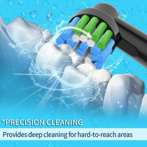 Vista 2 de 8 cabezales de repuesto compatibles con cepillo de dientes eléctrico Oral B, 4 piezas de limpieza de precisión y 4 cabezales de cepillo de limpieza
