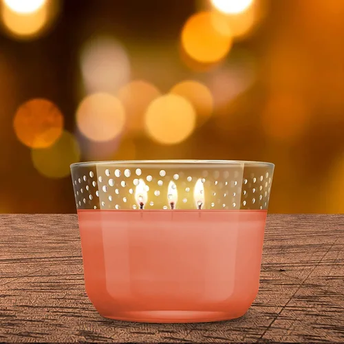 Vista 5 de Vela Glade, vela aromática infundida con aceites esenciales, vela ambientadora, vela de 3 mechas (PPumpkin Spice Things Up)