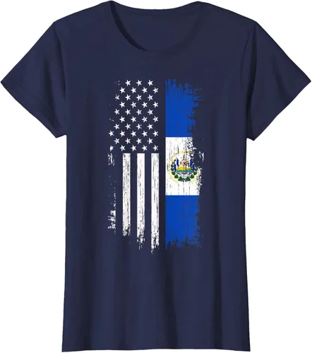 Vista 40 de Camiseta de la bandera de Estados Unidos salvadoreño - Camiseta de El Salvador USA