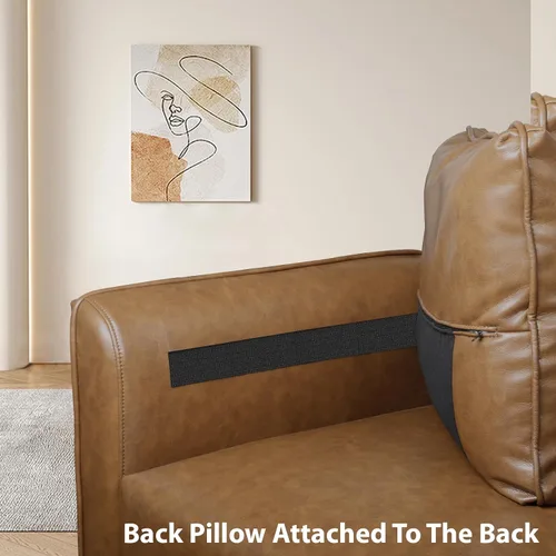 Vista 8 de LLappuil Sofá modular seccional asiento de almacenamiento de módulo medio para silla personalizable sin brazos, cuero sintético marrón moderno