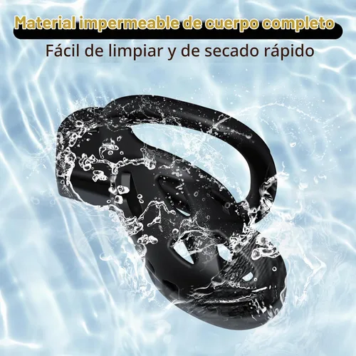 Vista 5 de Dispositivos de castidad masculina jaula para pene – Jaula de castidad grande integrada con bloqueo invisible vertical integrado con 3 anillos base