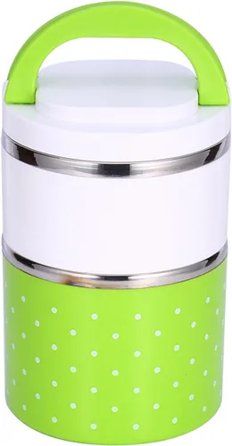Vista 5 de Aramox Caja de almuerzo térmica térmica de aislamiento de acero inoxidable de 2 capas Contenedor de comida Caja de almuerzo de compartimento