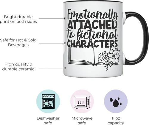 Vista 2 de YouNique Designs Taza para amantes de los libros, 11 onzas, artículos Bookish, taza del club de libros, taza de café de ratón de biblioteca, taza