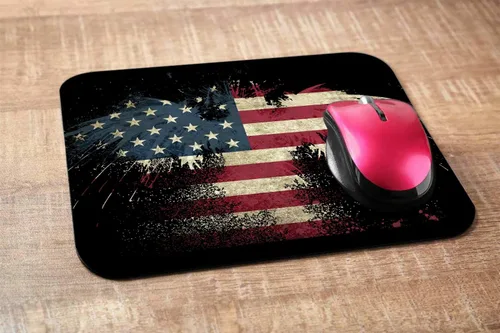 Vista 2 de Alfombrilla de mouse rectangular para videojuegos, águila calva, bandera estadounidense, bandera de Estados Unidos, estrellas y rayas