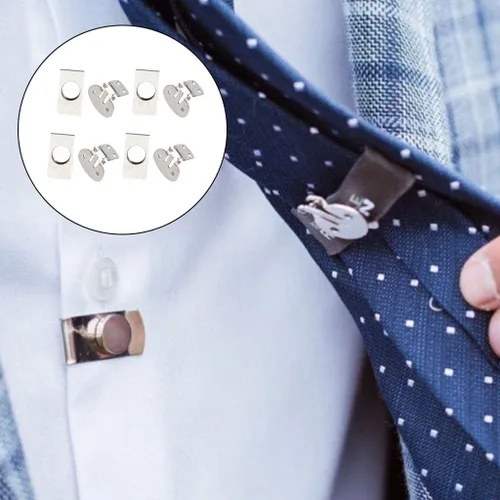 Vista 5 de Generic Tie Stay, cierre magnético invisible, clip de corbata, clips de corbata magnéticos para hombres, chaqueta de traje de acero inoxidable