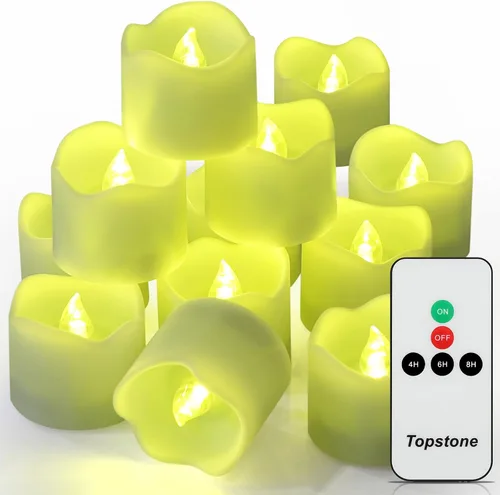 Vista 15 de Topstone Velas electrónicas LED sin llama que cambian de color con control remoto, 7 colores de rotación automática, funcionan con pilas, más de 400