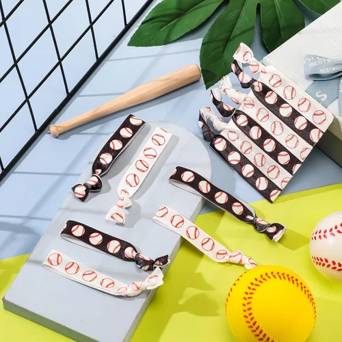 Vista 7 de Hanaive 20 ligas elásticas para el pelo de béisbol, pulseras sin arrugas, accesorios para mujeres