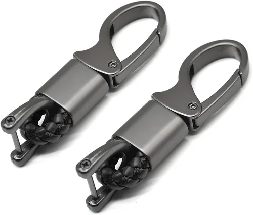 Vista 7 de Llavero de cuero para automóvil con anillo en D para hombres y mujeres, 1 paquete negro, giratorio de 360 grados, con destornillador