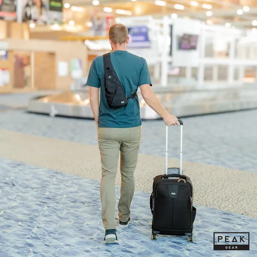 Vista 6 de Peak Gear Bolso bandolera de viaje. Bolso cruzado compacto Más ligero y más pequeño que una mochila Etiqueta de identificación de por vida perdida