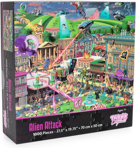 Vista 2 de Alien Attack Sci-Fi Classics - Rompecabezas de 1000 piezas para adultos, rompecabezas interactivo, juguetes y juegos educativos, kit de construcción