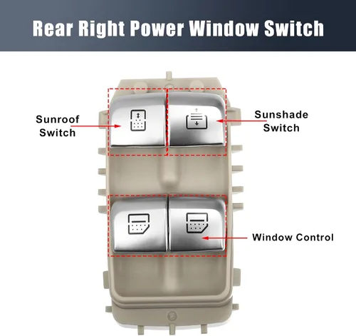 Vista 3 de X AUTOHAUX Interruptor de elevalunas eléctrico trasero derecho A2229051505 A2229059808 para Mercedes E200 E200d E250 E300 E350d E350e E400 E43 W213