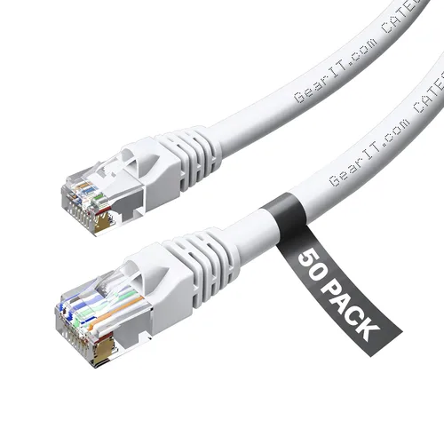 Vista 9 de GEARit Paquete de 50 cables Ethernet Cat6 de 0.5 pies Cable de conexión de red RJ45, conectores chapados en oro sin enganches de 10 Gbps, cable