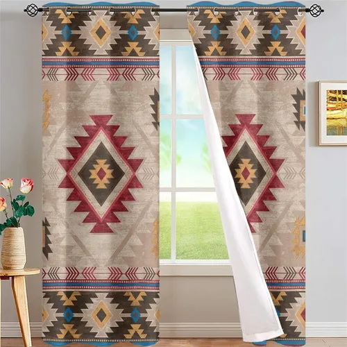 Vista 37 de ZFRXIGN Cortinas opacas para ventana de caballo azteca occidental, 63 pulgadas de largo, para cuarto de bebé, sala de estar, dormitorio, 2 paneles