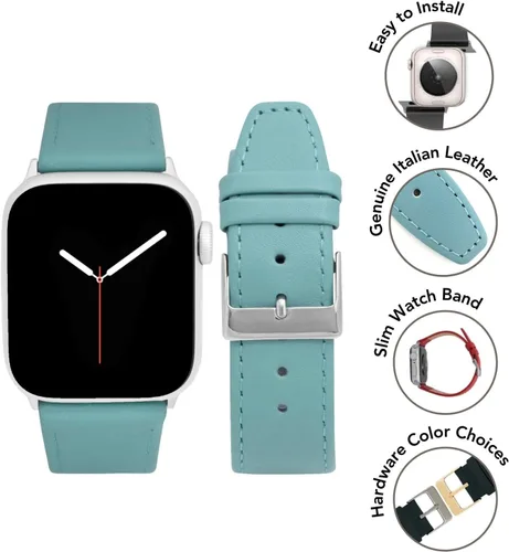 Vista 3 de Bandini Correas de cuero para mujer para Apple Watch de 1.496 pulgadas, 1.575 pulgadas, 1.614 pulgadas para mujer, correa delgada de cuero iWatch