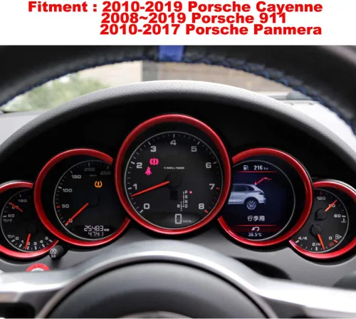 Vista 7 de 5 anillos rojos para tablero de instrumentos para Porsche Cayenne, 911, Panamera