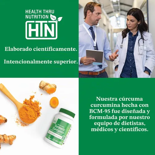 Vista 5 de Health Thru Nutrition Curcumina de cúrcuma 500 mg BCM-95 Curcugreen 30